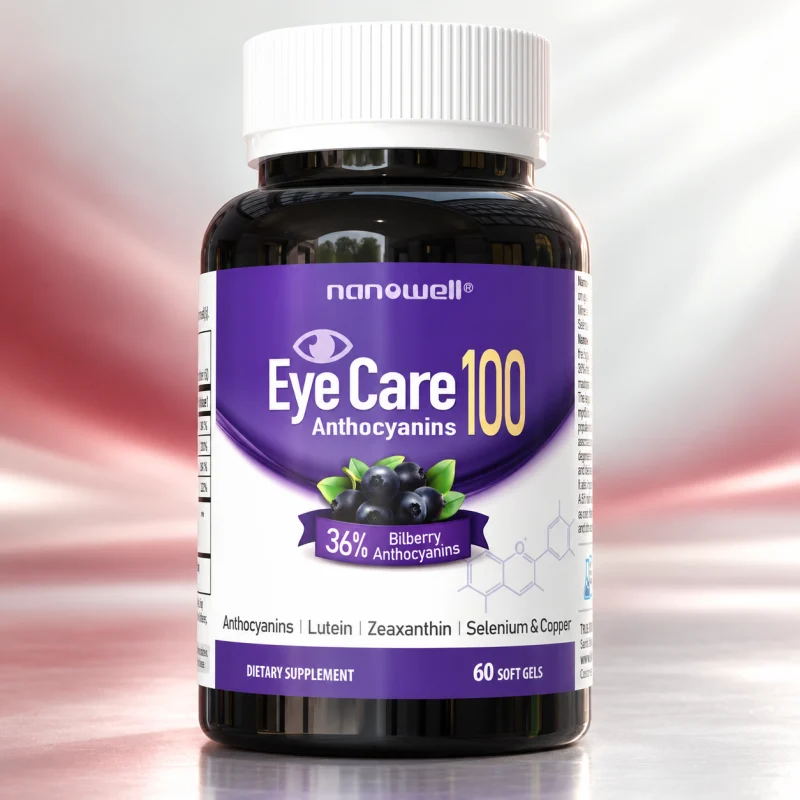 NANOWELL EyeCare Anthocyanins 100 con luteína, zeaxantina y arándano, 60 unidades
